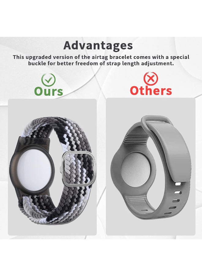 Ecosystem Bracelet Kids For AirTags Children's Waterproof, Anti-Lost & Anti-Scratch Protection Compatible with Airtags Bracelet for Kids, Nylon Strap Case Holder Case Toddler (White Black) - Image 3
